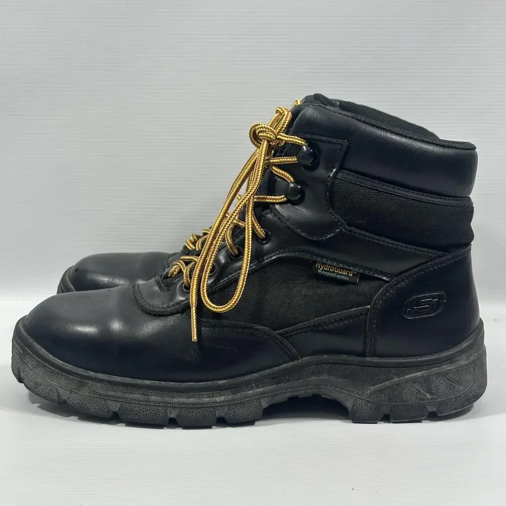 Skechers Tactical RelaxedFit Boots Mens Size 7 Black Leather Waterproof Work